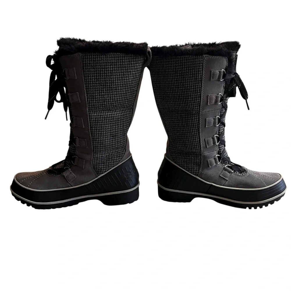 Sorel Tivoli II High Houndstooth Waterproof Winter Snow Boots Size 8‎ Black Gray